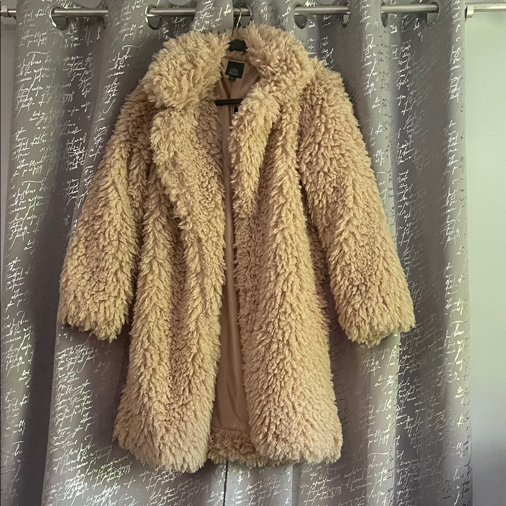 Target Wild Fable Cream Faux Fur Coat